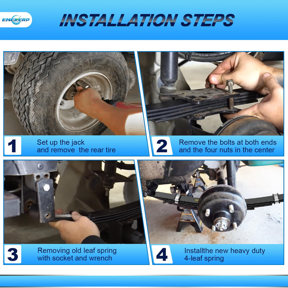 ENEKERP EZGO TXT 4-leaf spring set with bushings and sleeves, OEM replacement-ready