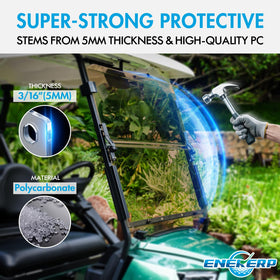 ENEKERP 5mm polycarbonate windshield offers durability and impact resistance.