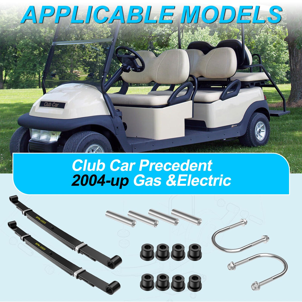 Packaging image of ENEKERP Club Car Precedent rear spring kit with OEM references