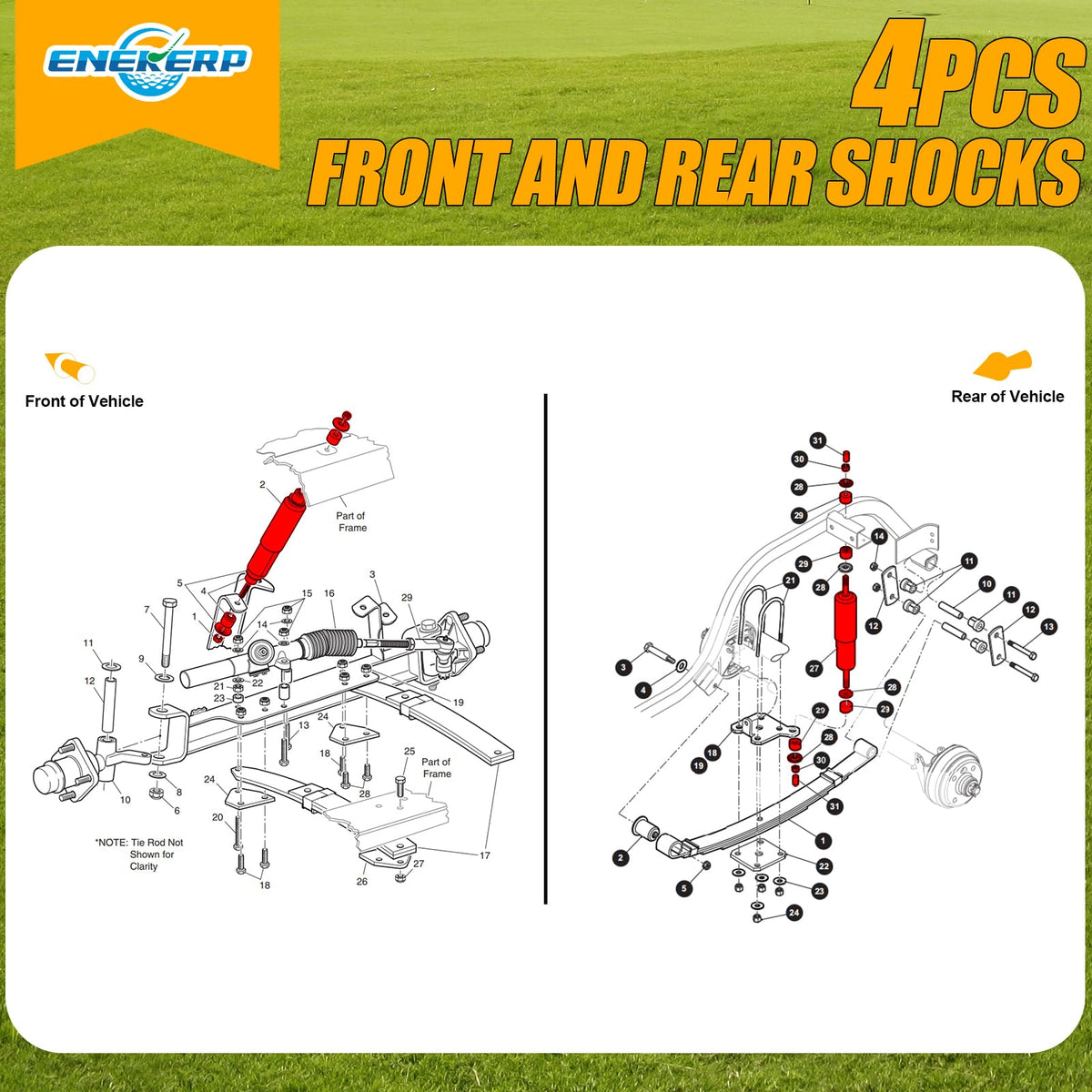 ENEKERP EZGO rear shock left delivers ride comfort and control