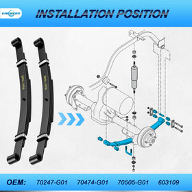 ENEKERP golf cart leaf spring kit rear installation view showing bushings and sleeves