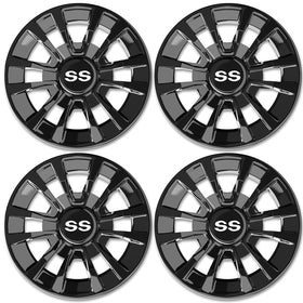 ENEKERP 8-inch hubcaps with a 6-spoke black design enhance your golf cart look