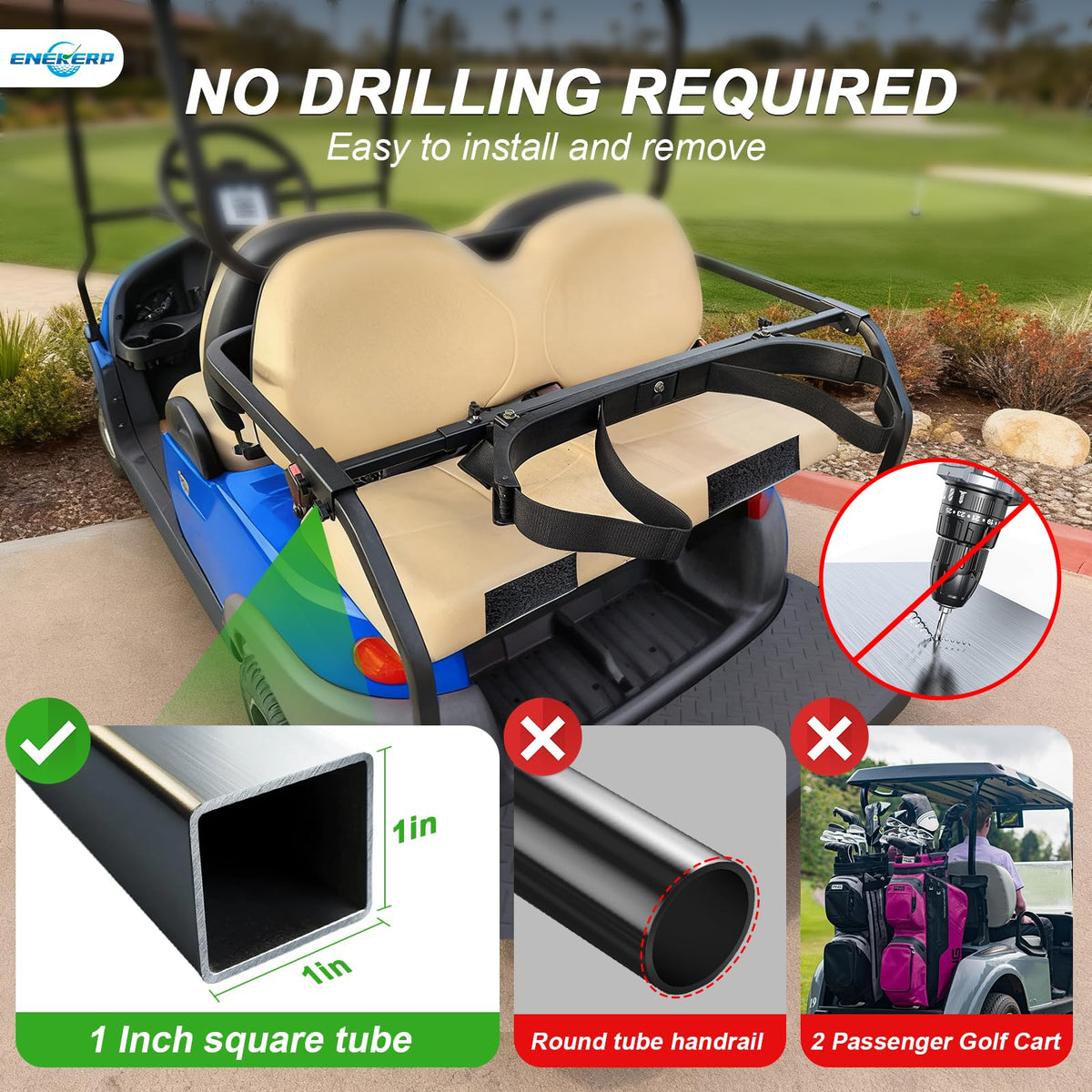 ENEKERP sturdy steel rack provides stable support for golf gear