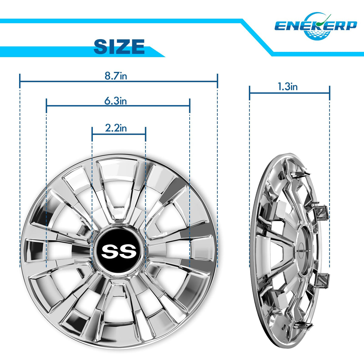 ENEKERP wheel covers edge-snapped design delivering secure attachment and preserved contours.