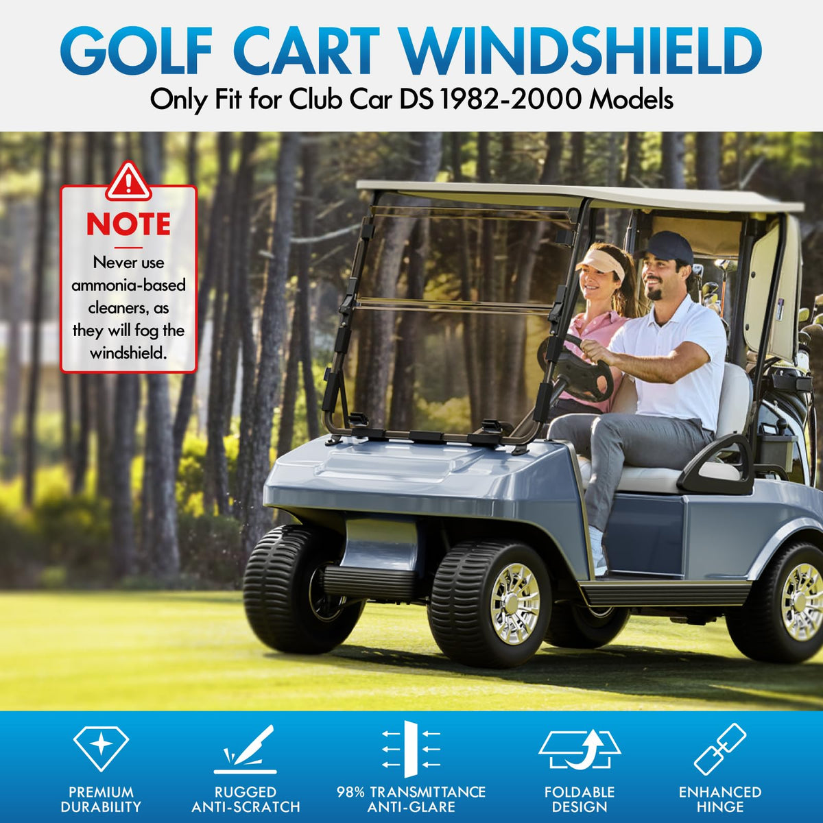 Easy no-tools installation for Club Car DS windshield simplicity