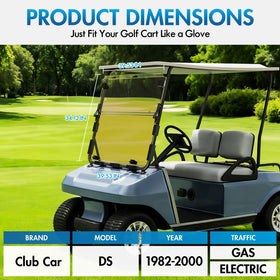 Installed ENEKERP windshield on Club Car DS demonstrates quiet, rattle-free ride