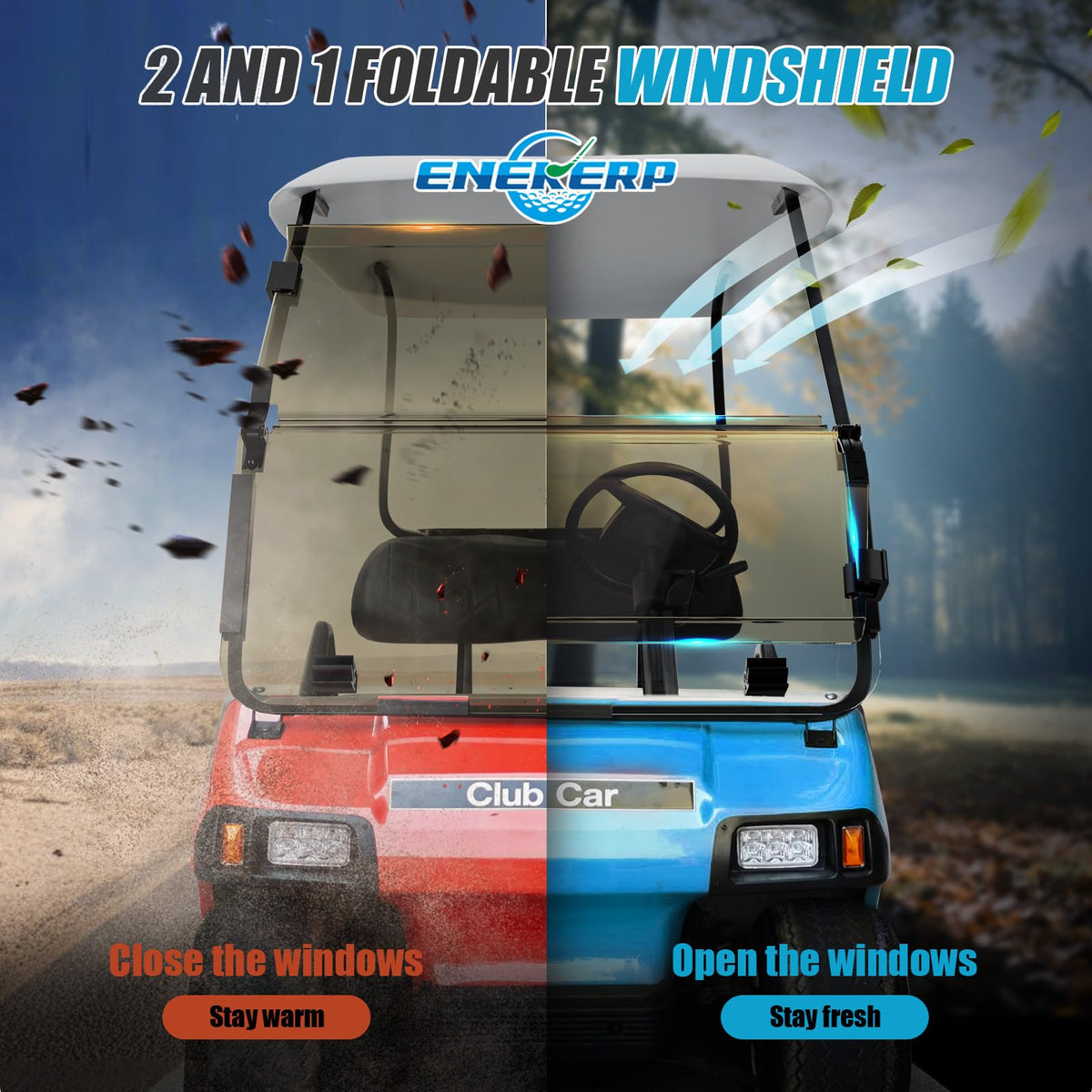 ENEKERP UV-coated windshield on a sunny ride for eye comfort