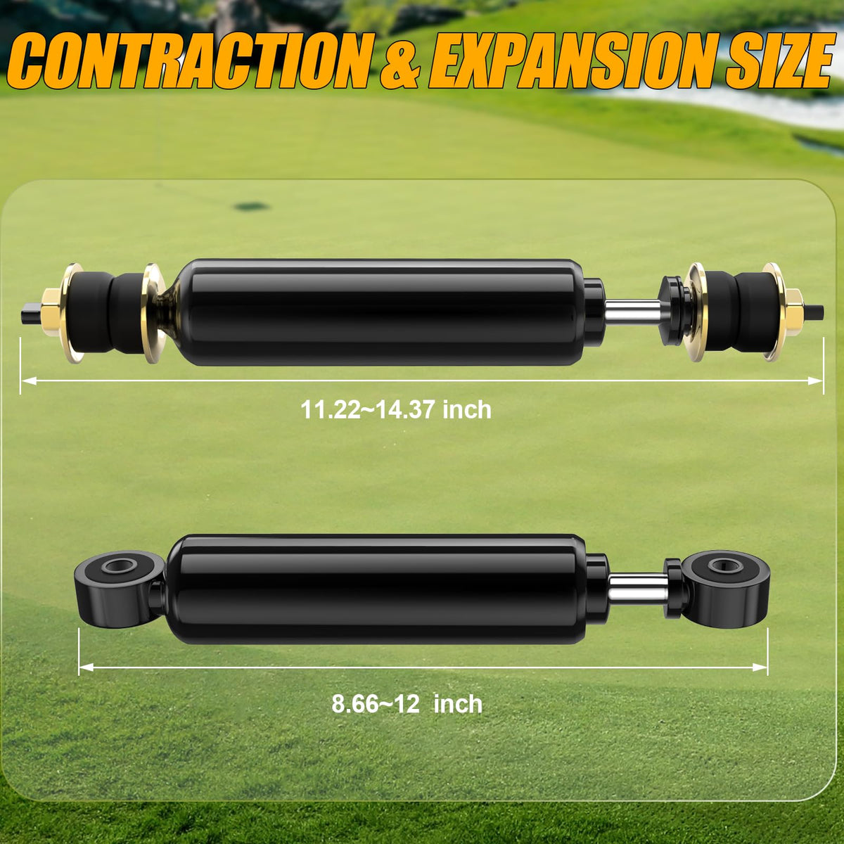 ENEKERP rear shocks close-up highlighting carbon steel construction and durable finish.