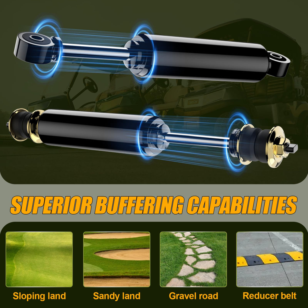 ENEKERP rear shocks for Club Car DS improve stability and steering control.