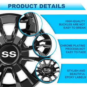 ENEKERP 8-inch hubcaps black 6-spoke design for a refreshed cart appearance
