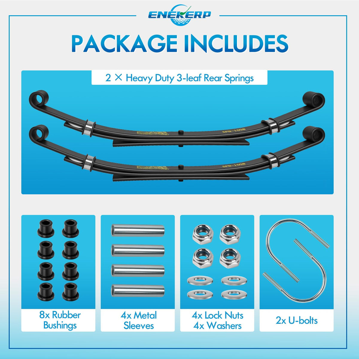 ENEKERP U-bolts and hardware included for secure mounting