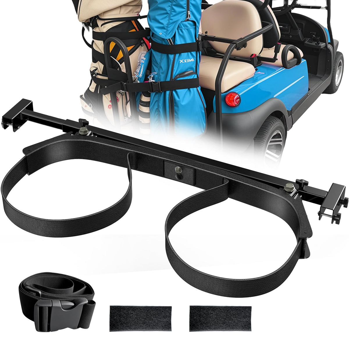 ENEKERP universal bag holder mounted on rear seat keeps gear secure on bumpy roads