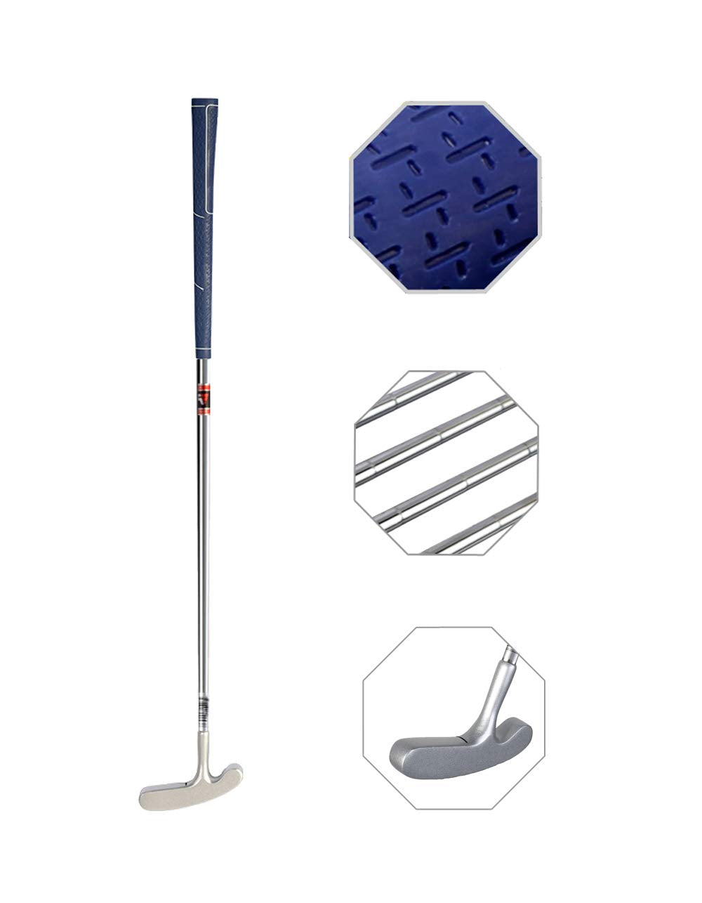 ENJOYCOOL Two-Way Junior Putter with silver head and blue grip for versatile left or right-handed play