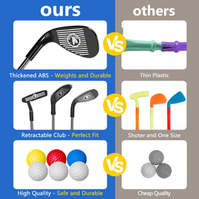 Enjoyjoy kids golf set in action for indoor-outdoor play.