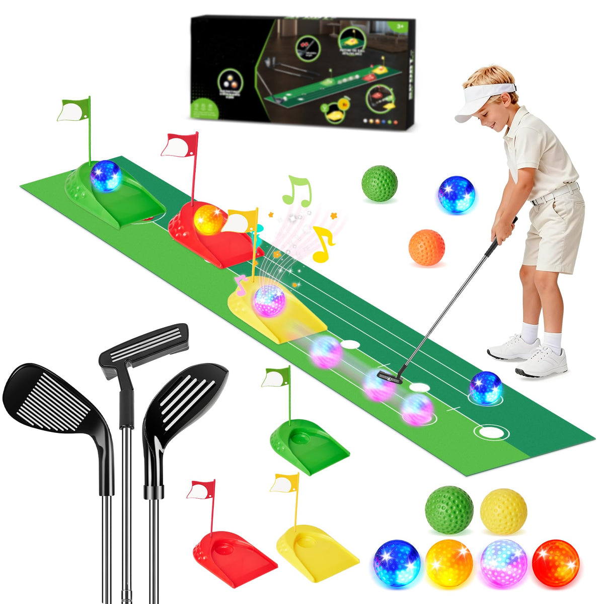 Enjoyjoy Kids Golf Set with cheering music when the hole is made, boosting playtime excitement.