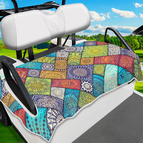ENYORSE golf cart seat cover with mandala pattern protects seats from dirt while adding style.