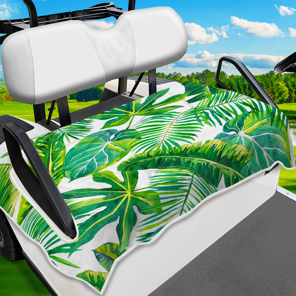 ENYORSEL golf cart seat cover with tropical palm pattern adds style and protection.