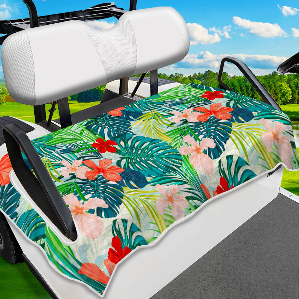 ENYORSEL golf cart seat covers with tropical floral pattern for cooler, comfy seats
