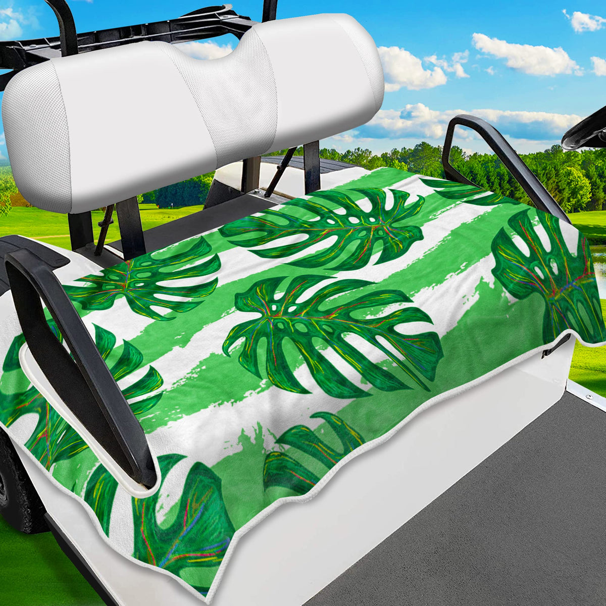 ENYORSE golf cart seat covers with tropical floral pattern protect seats stylishly