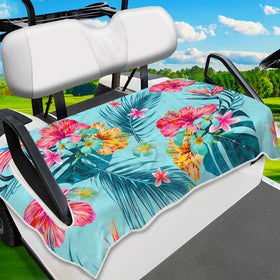 ENYORSEL golf cart seat covers with tropical floral pattern for style and protection.