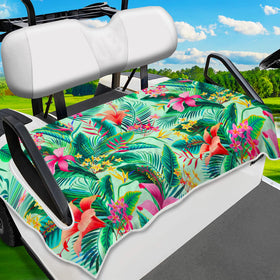 ENYORSE Golf Cart Seat Covers with tropical flowers pattern protect seats and add style.