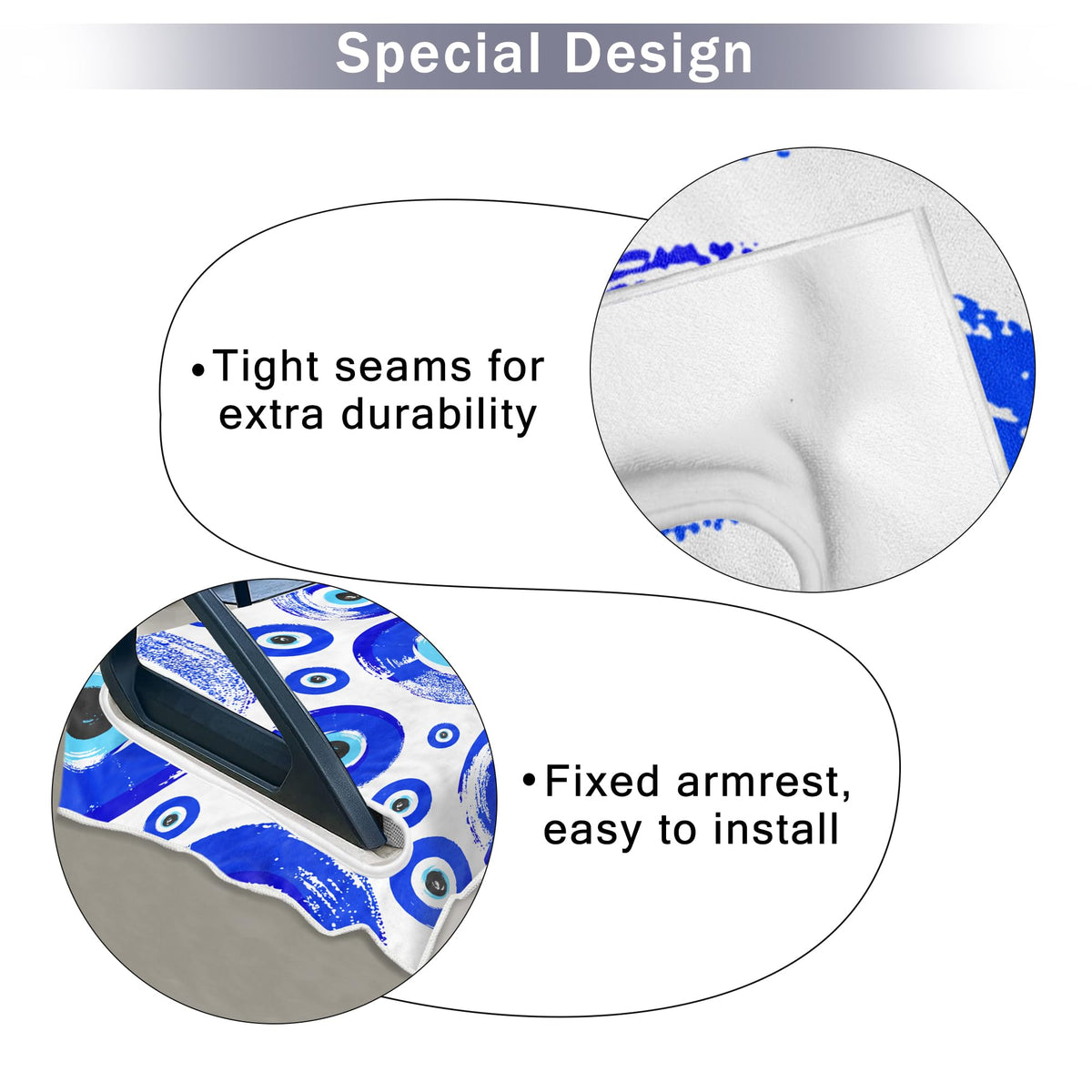 ENYORSEL blue towel blanket design for breathable, cool seating on rides.