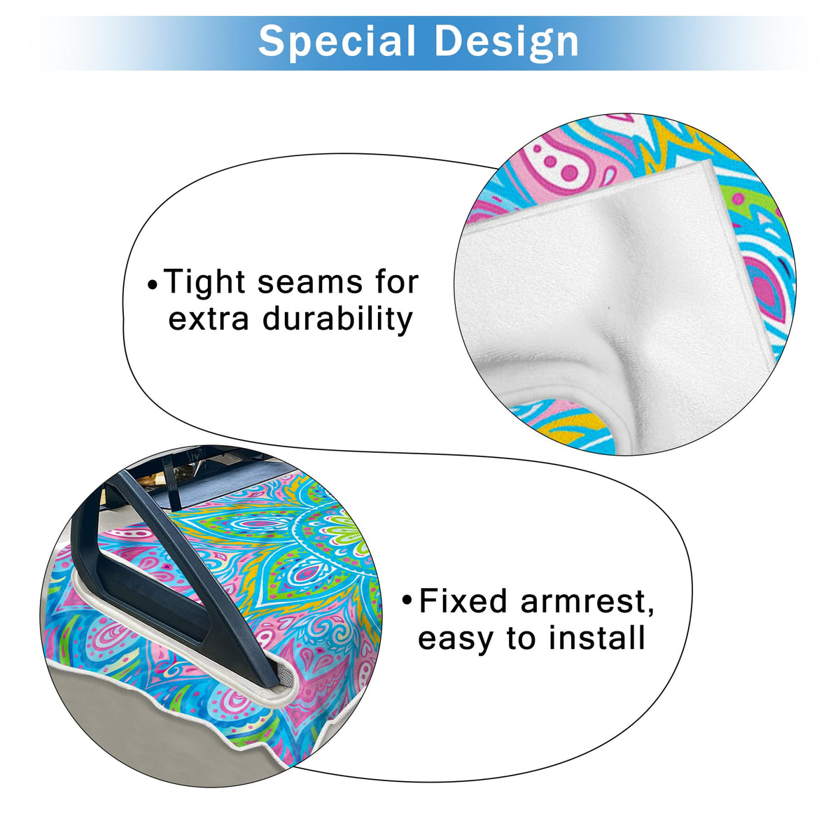 ENYORSEL universal-fit seat cover keeps two-seat carts clean and refreshed.