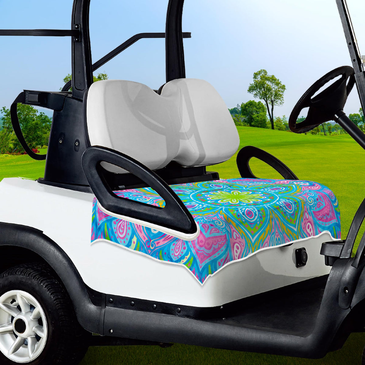 ENYORSEL durable golf cart towel enhances cart style with mandala pattern.
