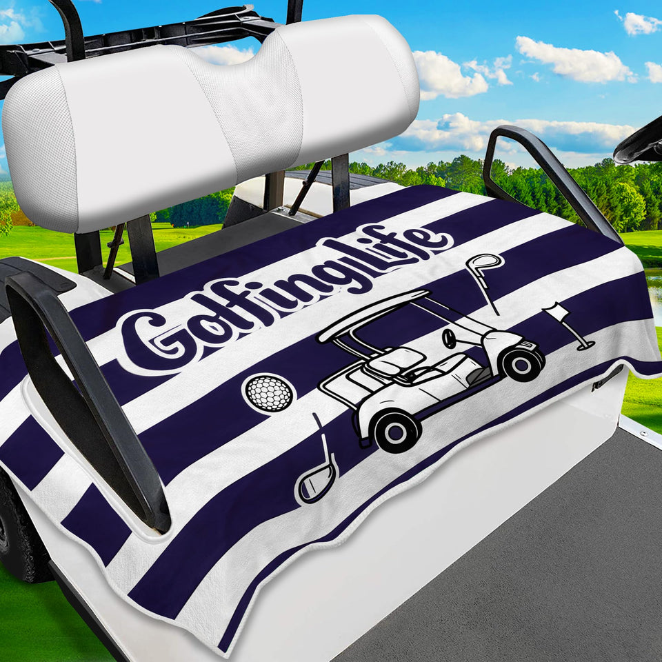 ENYORSEL golf cart seat cover 51x31 in blue, universal fit for EZGO, Club Car, and more.