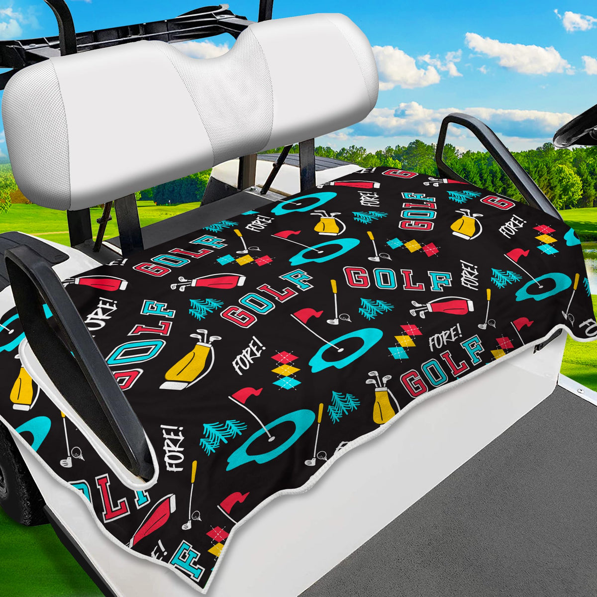 ENYORSEL golf-cart-seat-cover-51x31 fits standard carts and guards against wear.