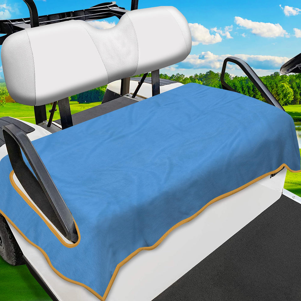 ENYORSEL golf cart seat cover in lake blue, front view showing protective fit