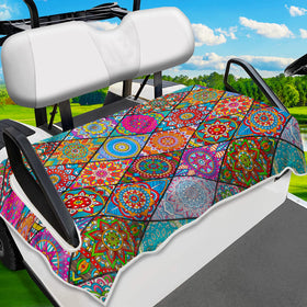ENYORSEL golf cart seat cover with mandala pattern for style and comfort.