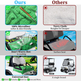 ENYORSEL seat cover on EZGO/Club Car shows quick installation.