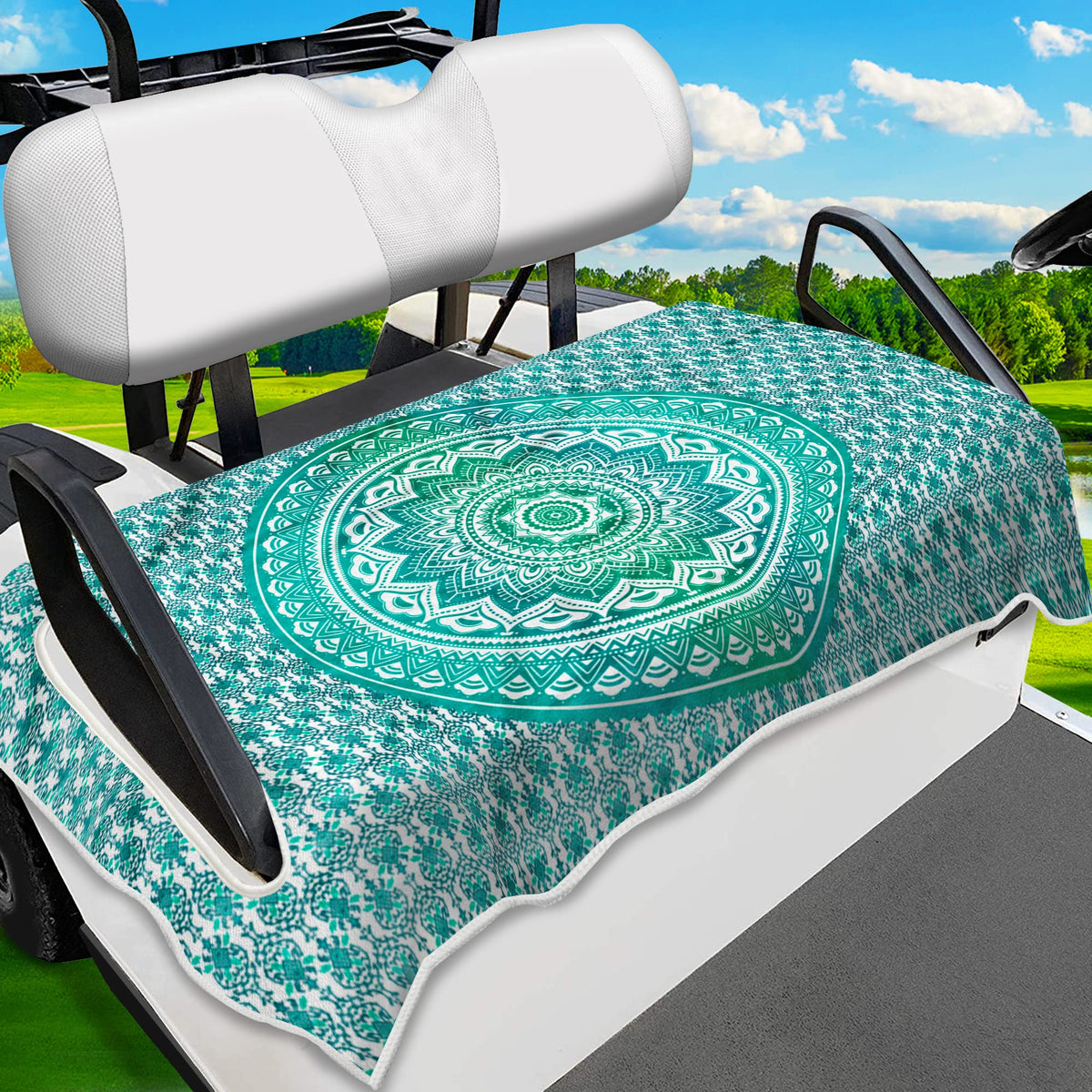 ENYORSEL golf cart seat covers with bohemian pattern protect seats and add style