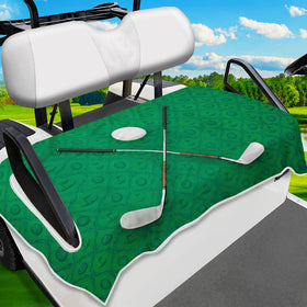 ENYORSEL golf cart seat covers in green and white protect seats from wear.