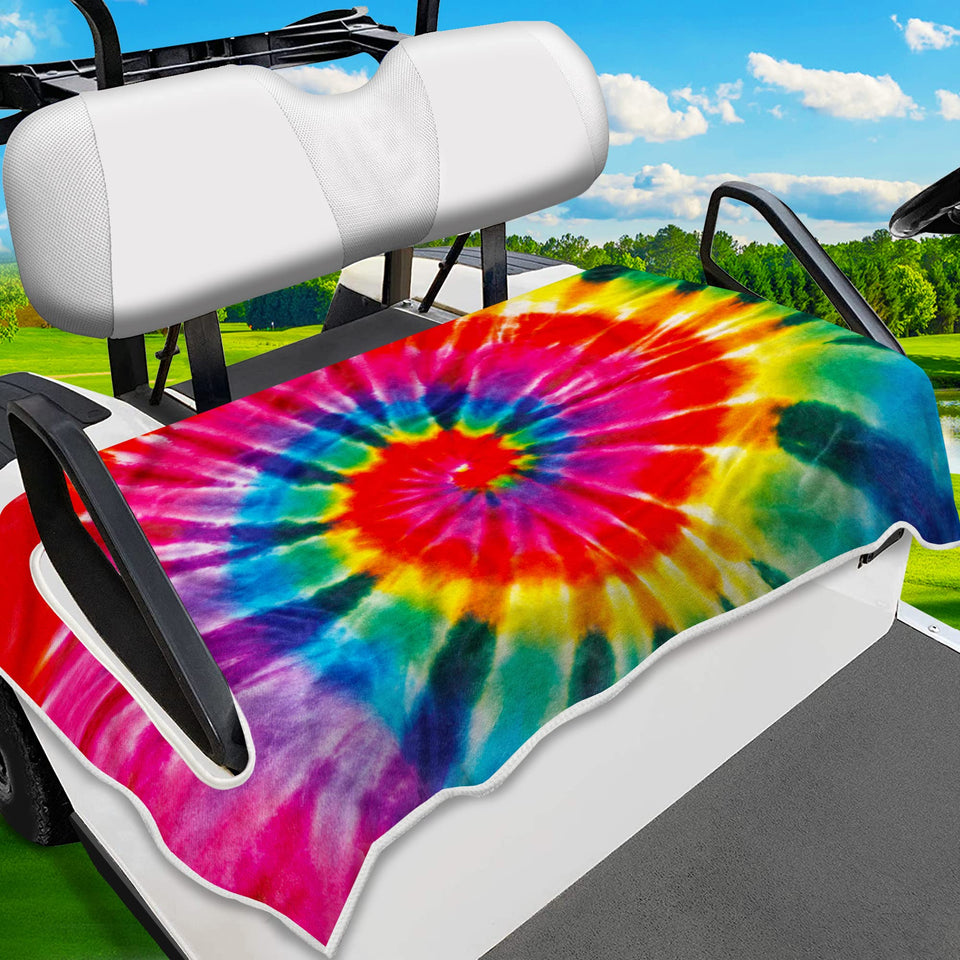 ENYORSEL golf cart seat covers in tie-dye red for universal fit and bold style