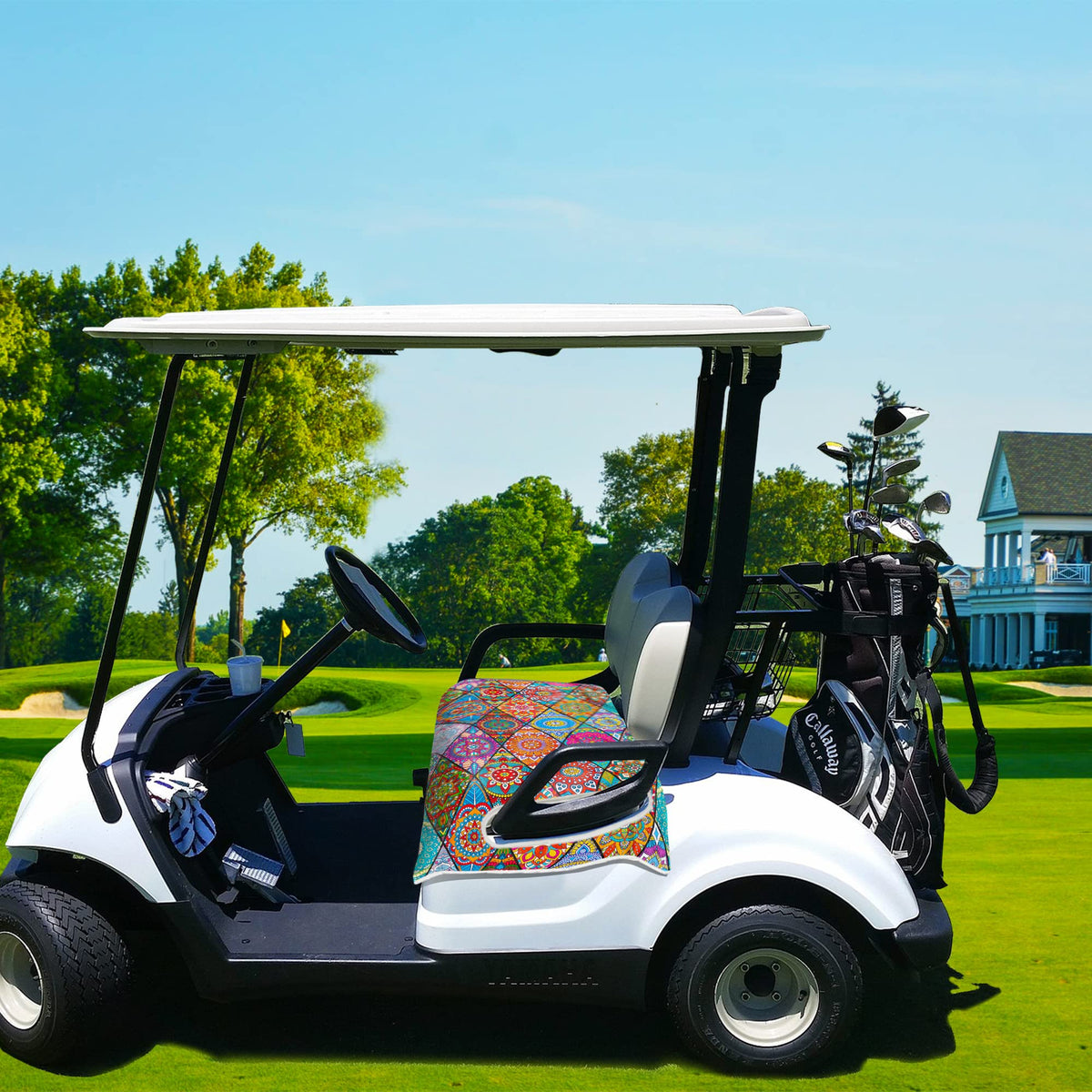 ENYORSEL machine-washable golf cart cover for quick cleaning.