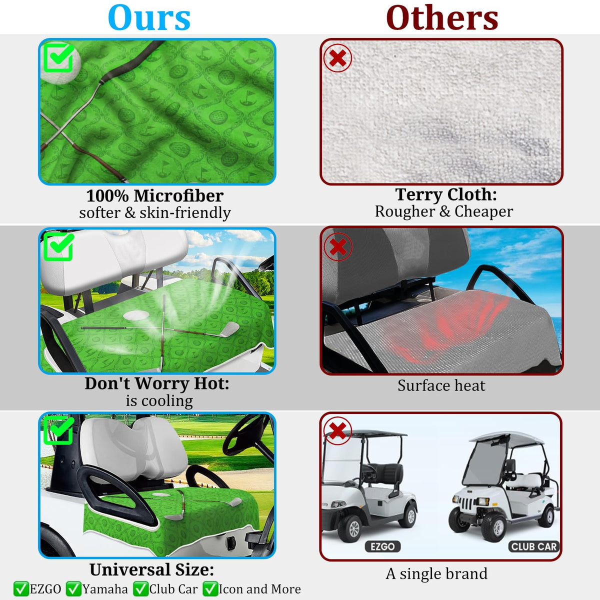 ENYORSEL microfiber golf seat blanket close-up shows soft, breathable fabric.