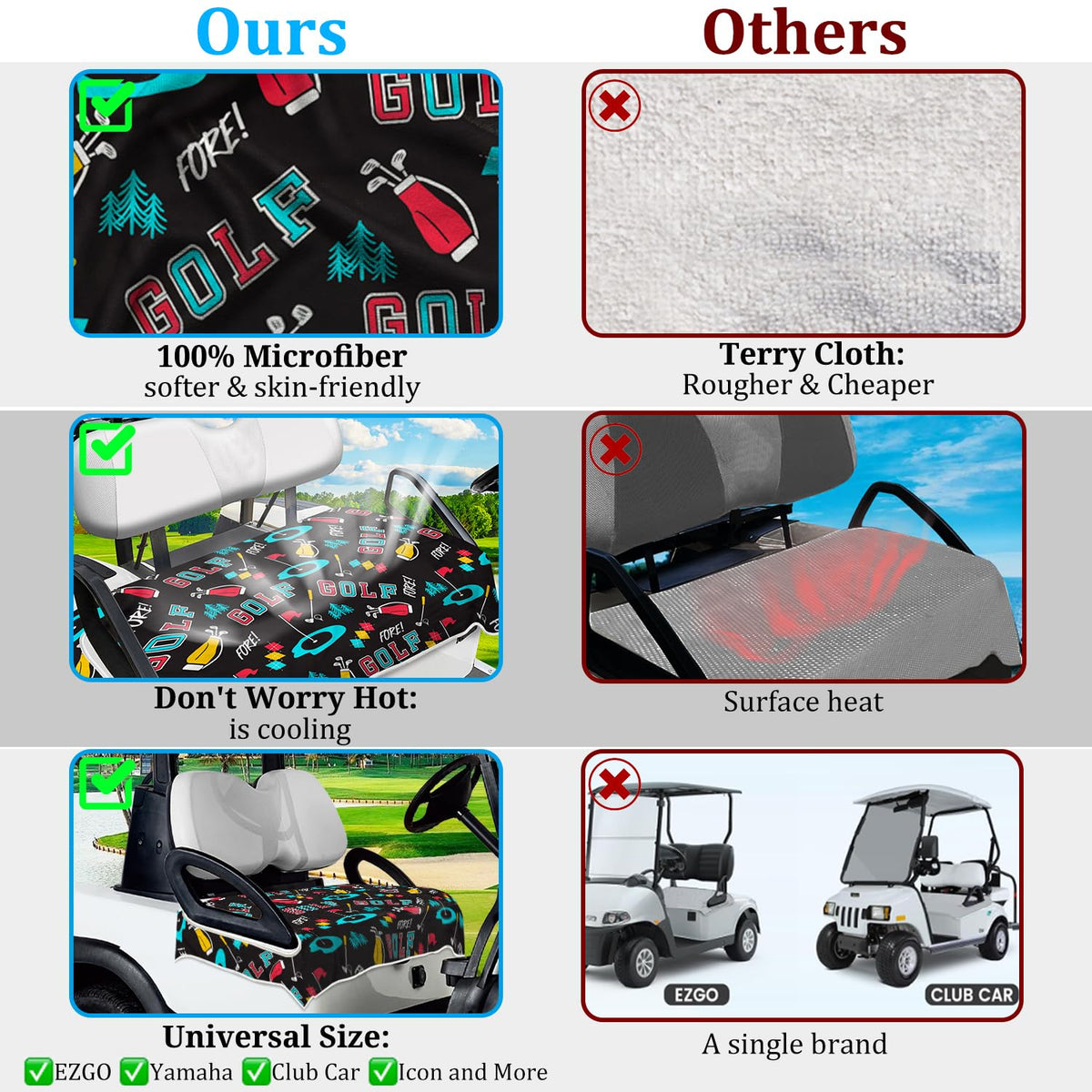 ENYORSEL microfiber-golf-seat-towel keeps riders dry and comfortable.