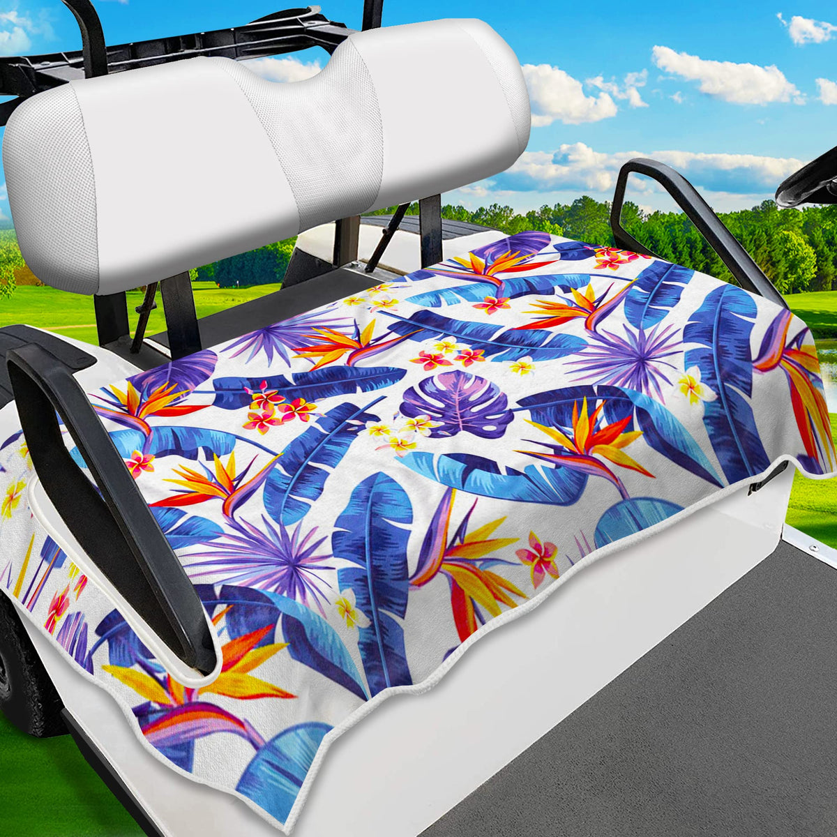 ENYORSEL tropical banana leaf golf cart front seat cover protects against wear and dirt