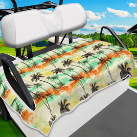 ENYORSEL tropical golf cart seat cover showing 51x31 fit and pattern