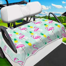 ENYORSEL tropical flamingo pattern seat cover for golf carts; adds style and protects seats