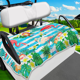 ENYORSEL tropical flamingo pattern seat cover adds vibrant style to your golf cart