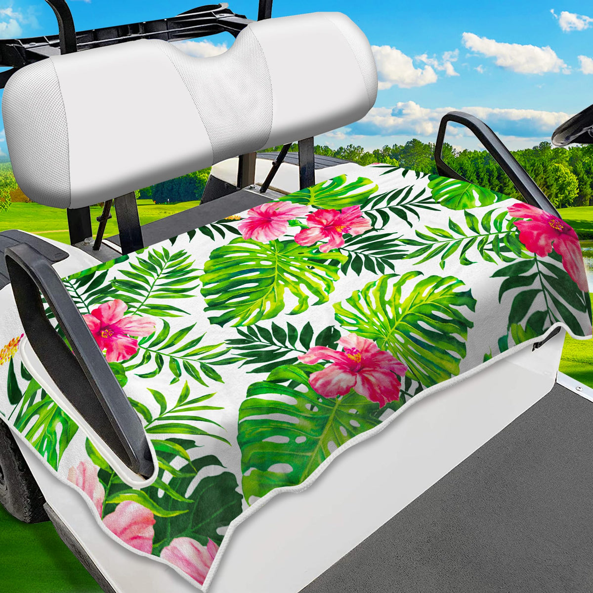 ENYORSEL Monstera-deliciosa golf seat cover protects seats on sunny days
