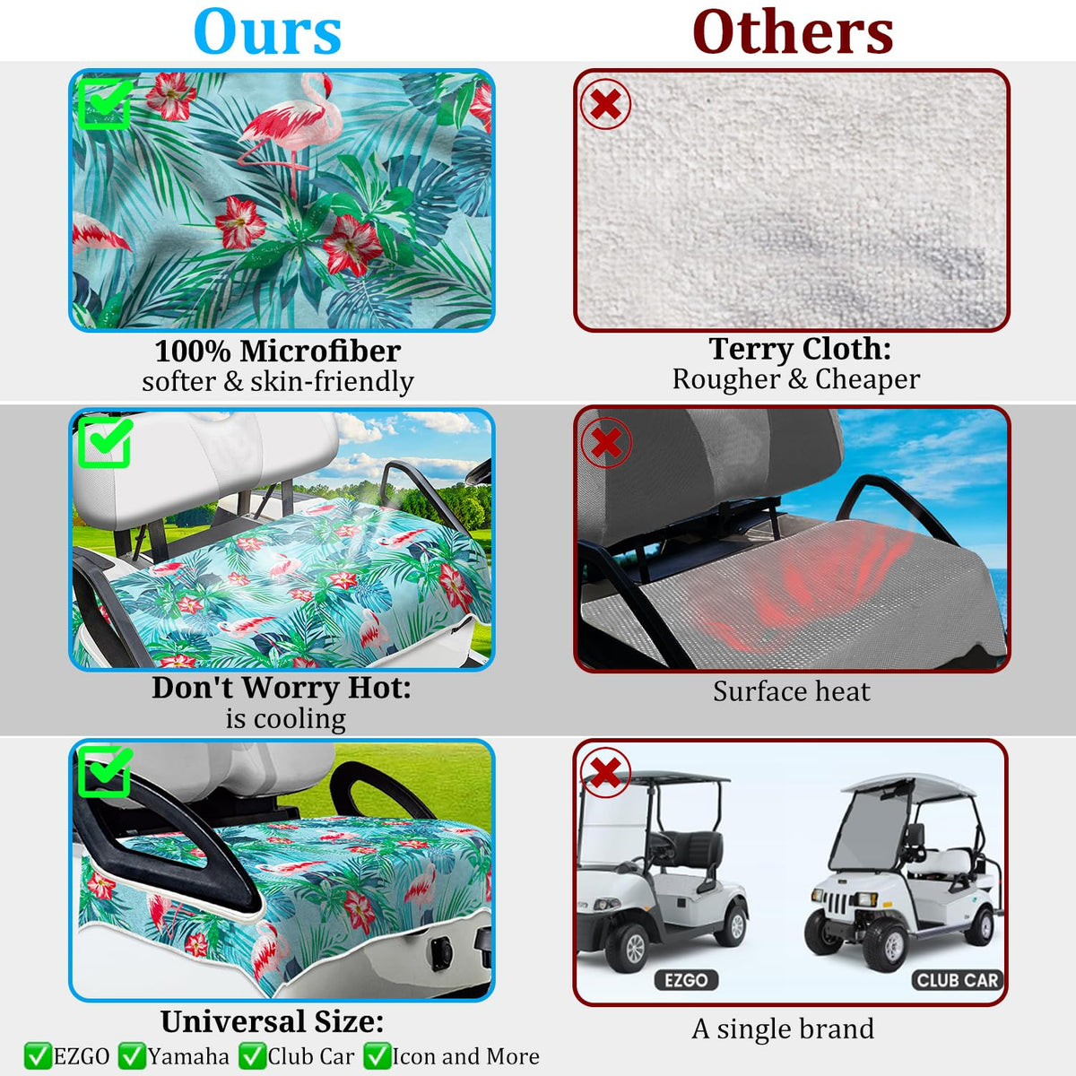 ENYORSEL universal fit 51x31 golf cart seat cover for most two-seat carts.