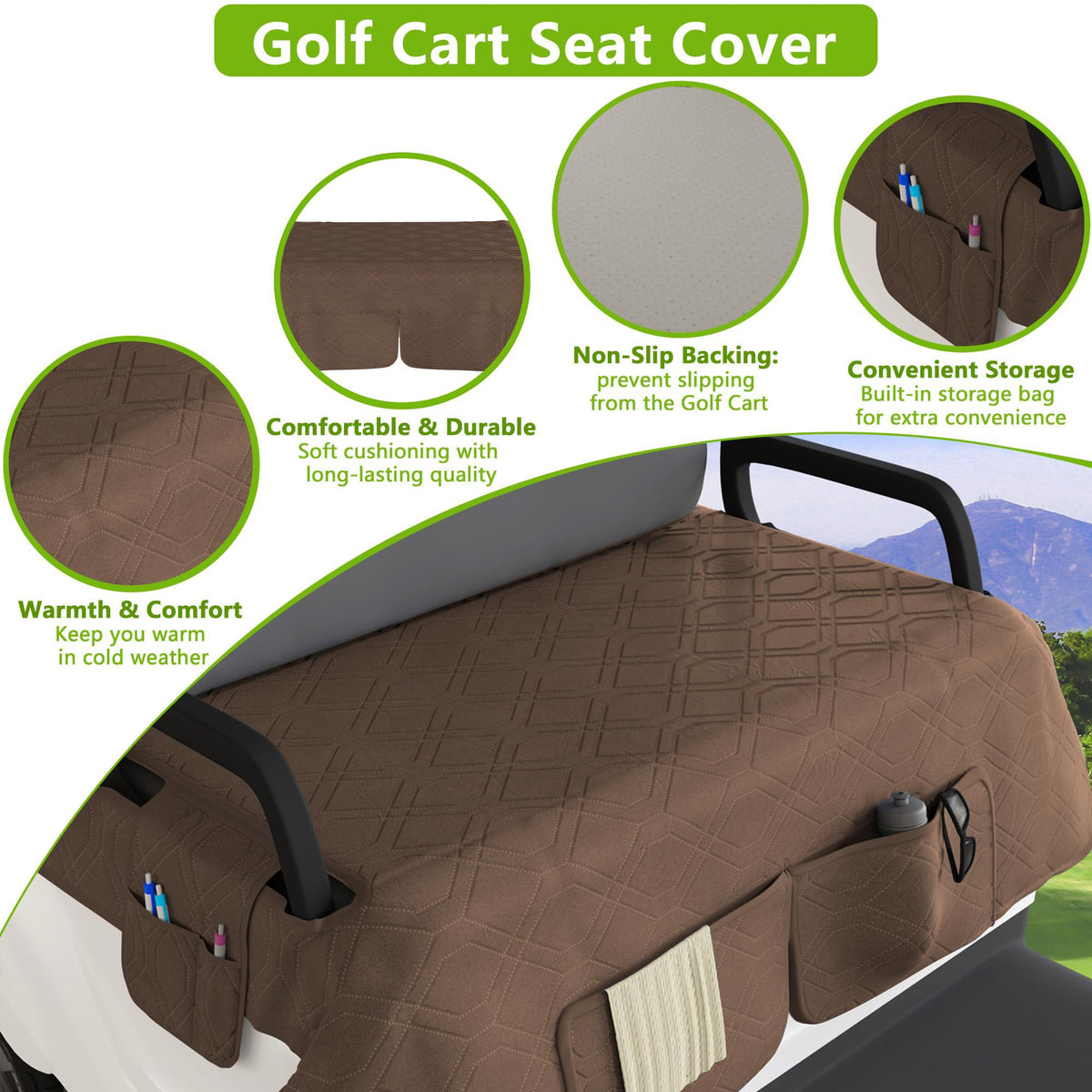 Eolzzi non-slip bottom keeps the cover in place during bumpy rounds.