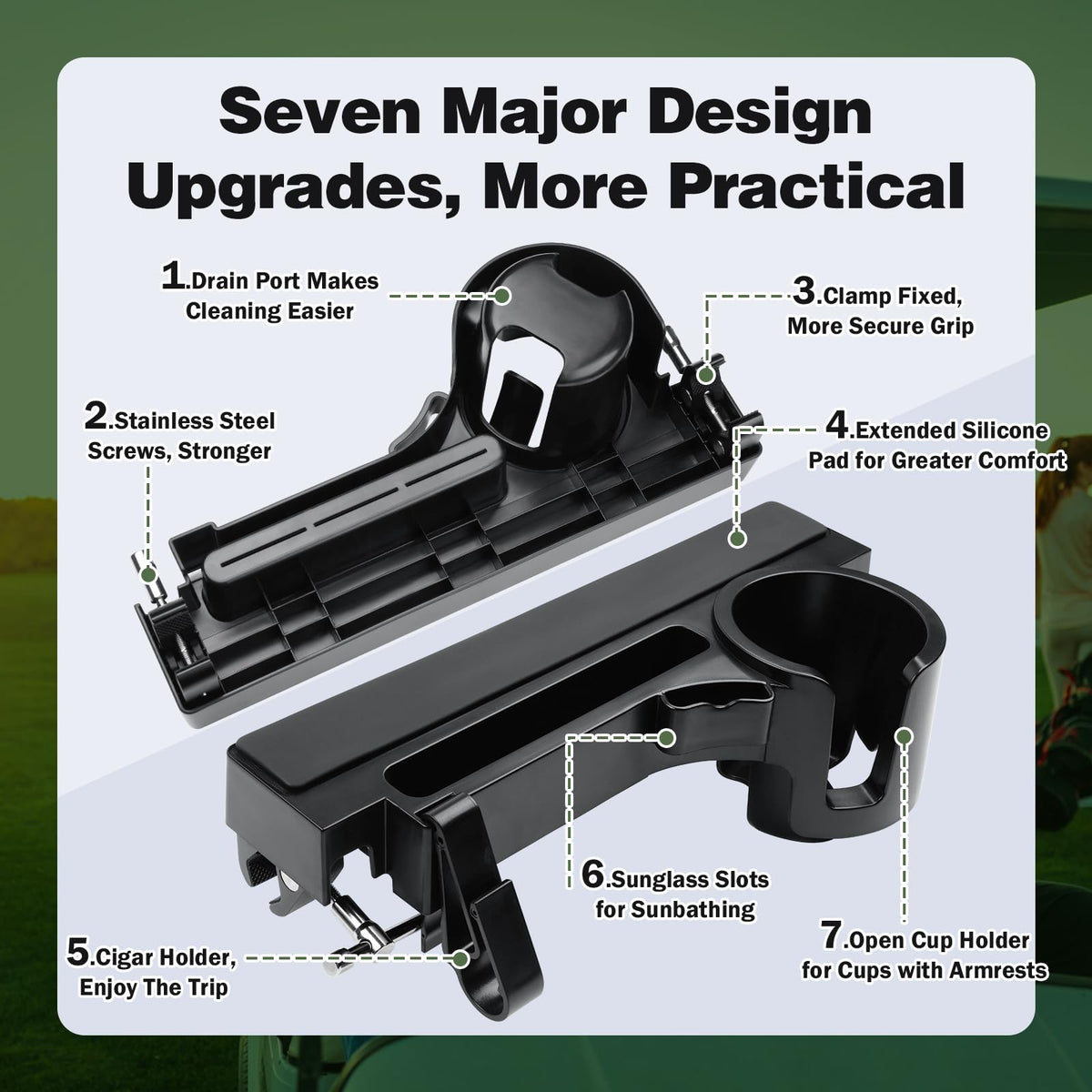 Durable materials: stainless steel, UV-resistant ABS, and silicone