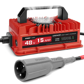 EPOWREY 15A 48V charger with Club Car 3-pin plug for reliable daily charging