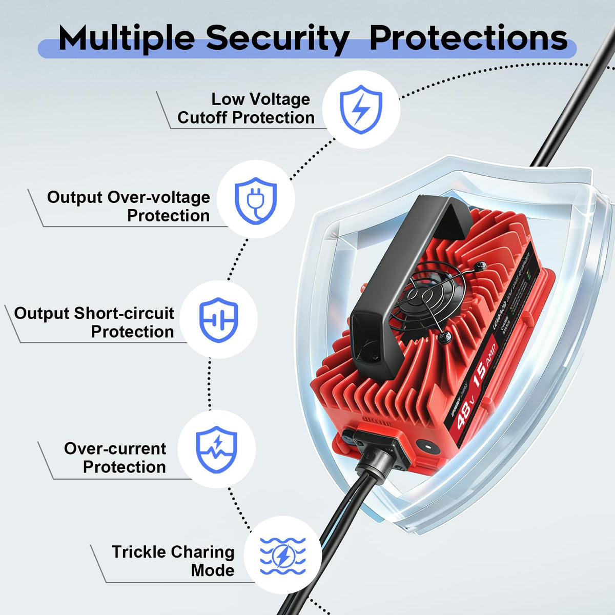 EPOWREY 16ft charging cable enables flexible charging around the cart