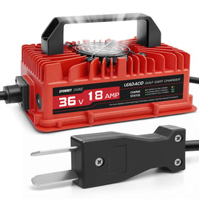 EPOWREY 18A 36V golf cart charger with crowfoot plug for EZGO and Yamaha.